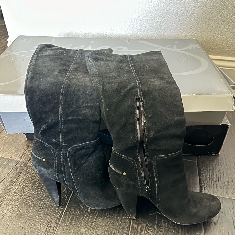 Jessica Simpson Black suede boots, size 8.5